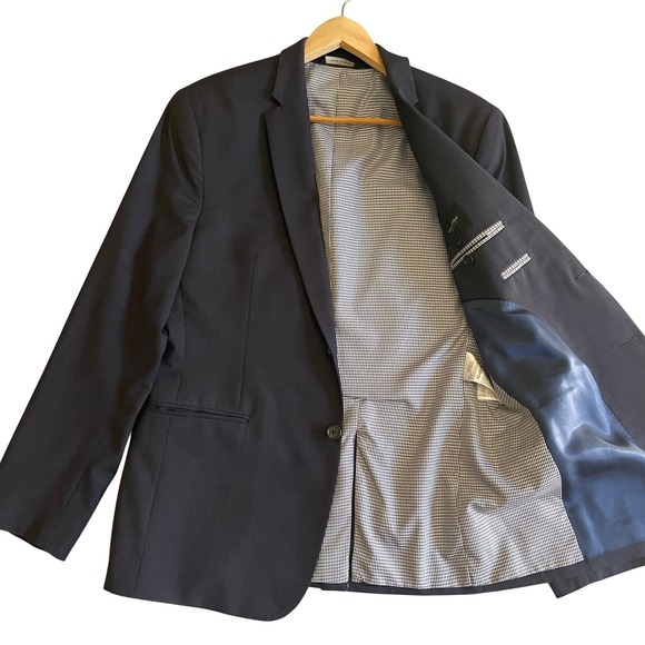 Banana Republic Other - Banana Republic Blazer Mens Wool 42R Navy Blue Modern Slim Fit Italian Fabric